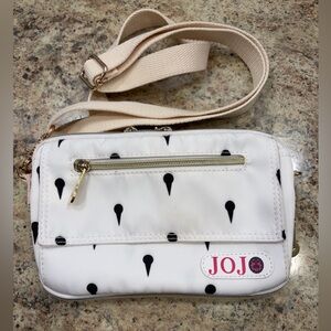 Jojo’s Bizarre Adventure White & Black Women's Crossbody Bag with Gold Accents